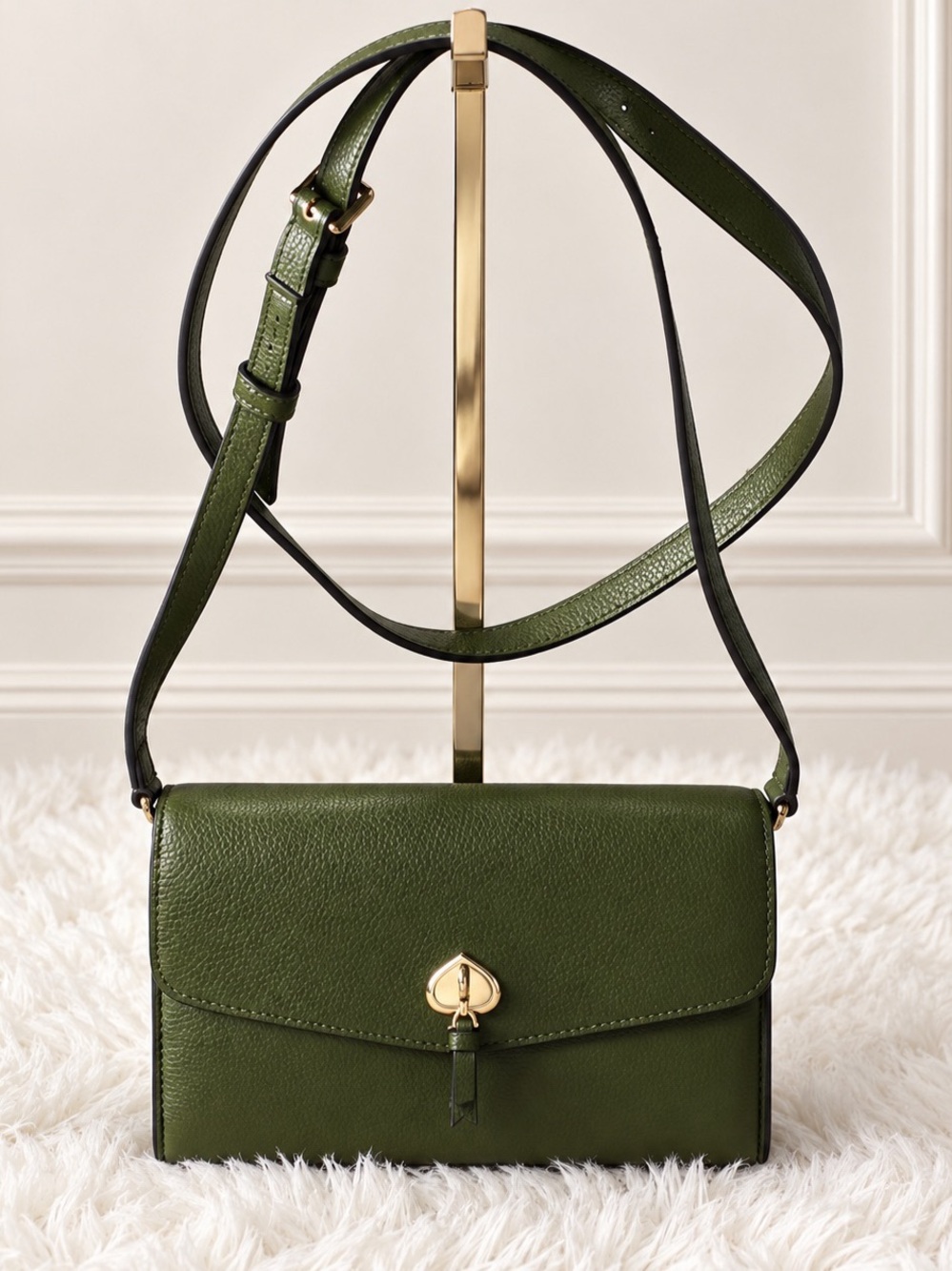 EUC Kate Spade Marti Leather Flap Wallet Crossbody Bag – Enchanted Green